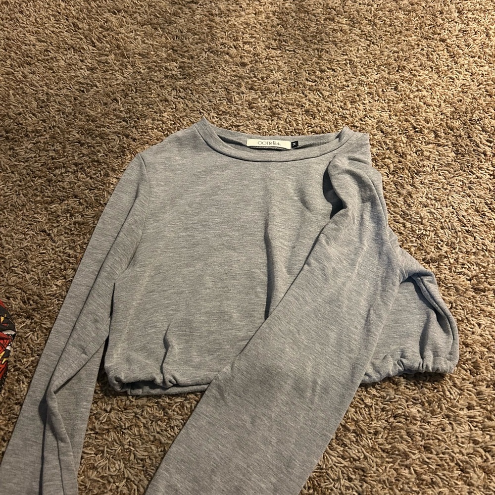 Gray Long Sleeve Top
